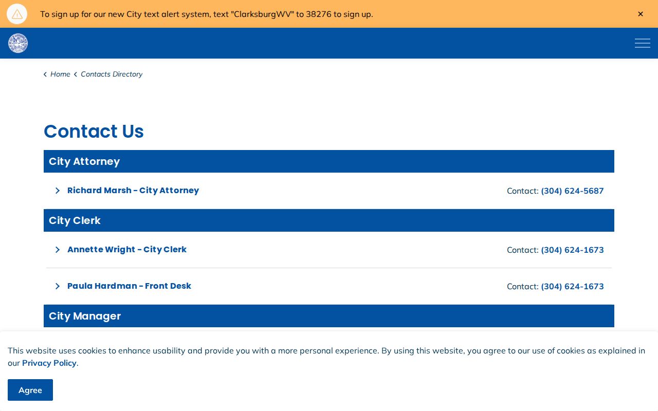 Clarksburg city contacts for neighbor and block records questions