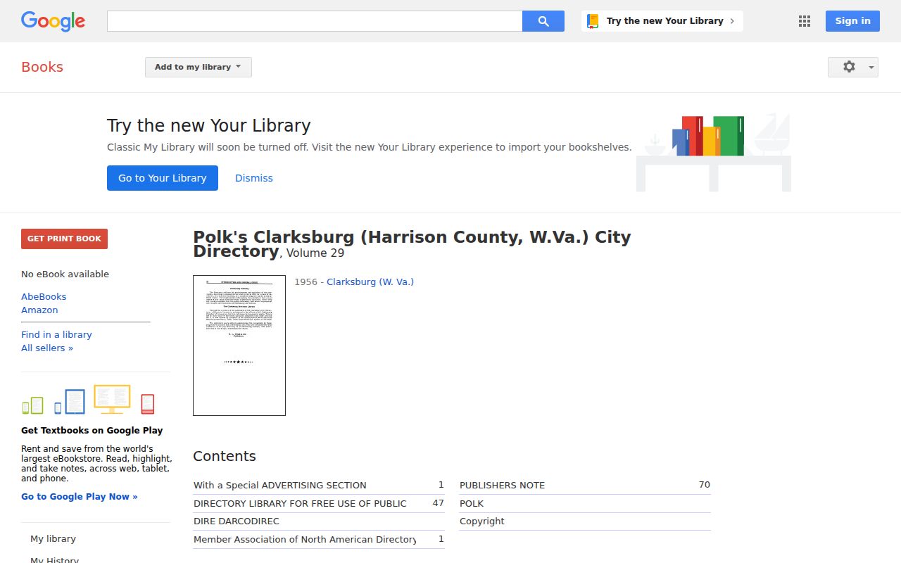 Clarksburg city directory 1956 Polk catalog record