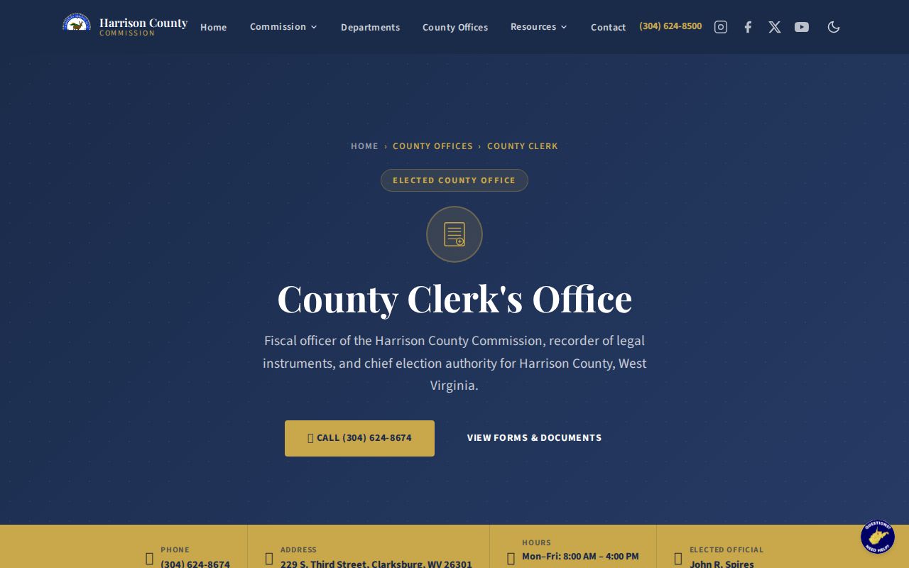 Clarksburg residents directory source at the Harrison County Clerk