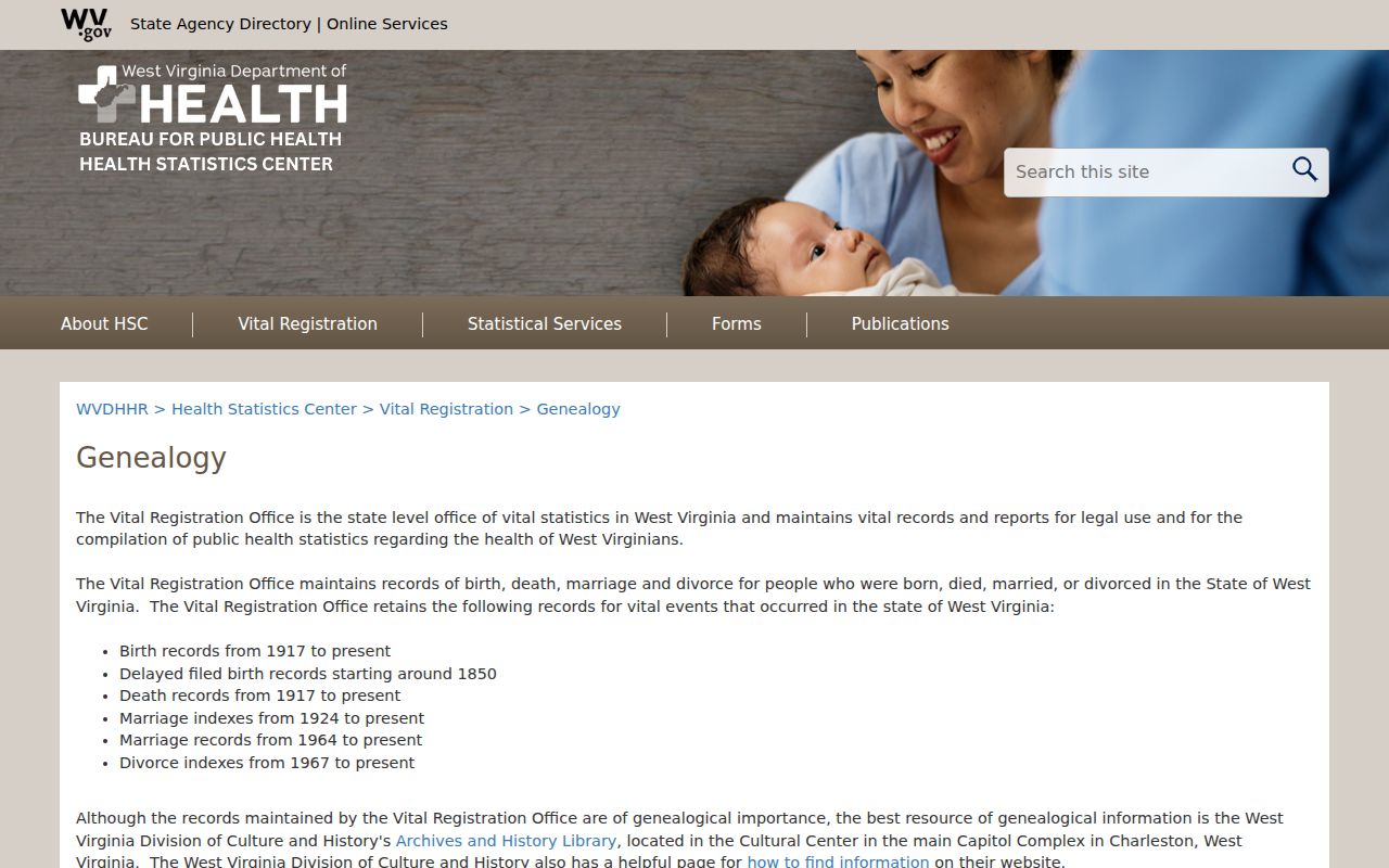 West Virginia genealogy access for Clarksburg vital records